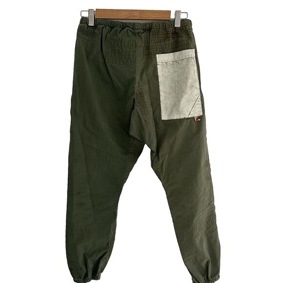 Free City Pants Size XS Olive Green Jogger Patchwork Zipper Cotton - Picture 3 of 13